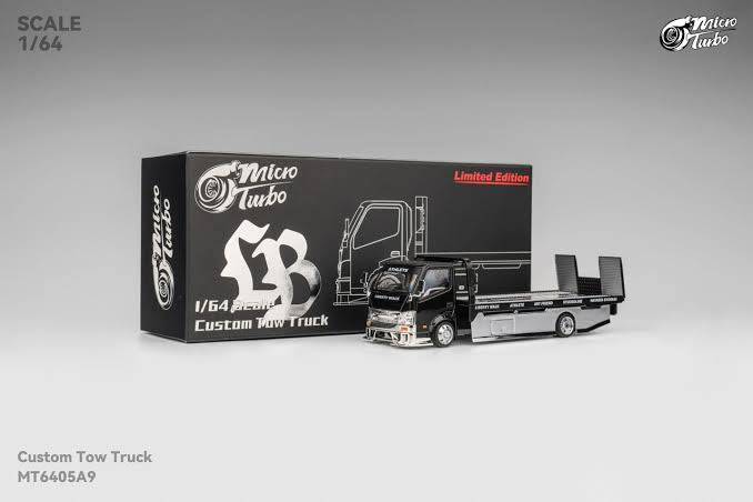 LBWK Custom Flat Bed Tow Truck Black Chrome Micro Turbo 1:64 LIMITED EDITION