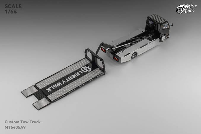 LBWK Custom Flat Bed Tow Truck Black Chrome Micro Turbo 1:64 LIMITED EDITION