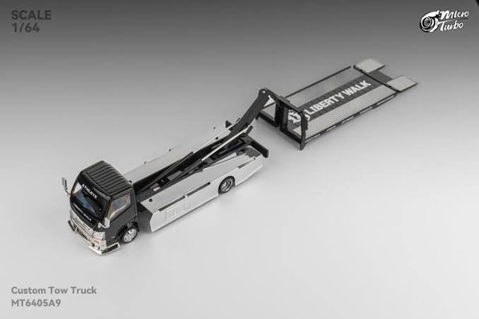 LBWK Custom Flat Bed Tow Truck Black Chrome Micro Turbo 1:64 LIMITED EDITION