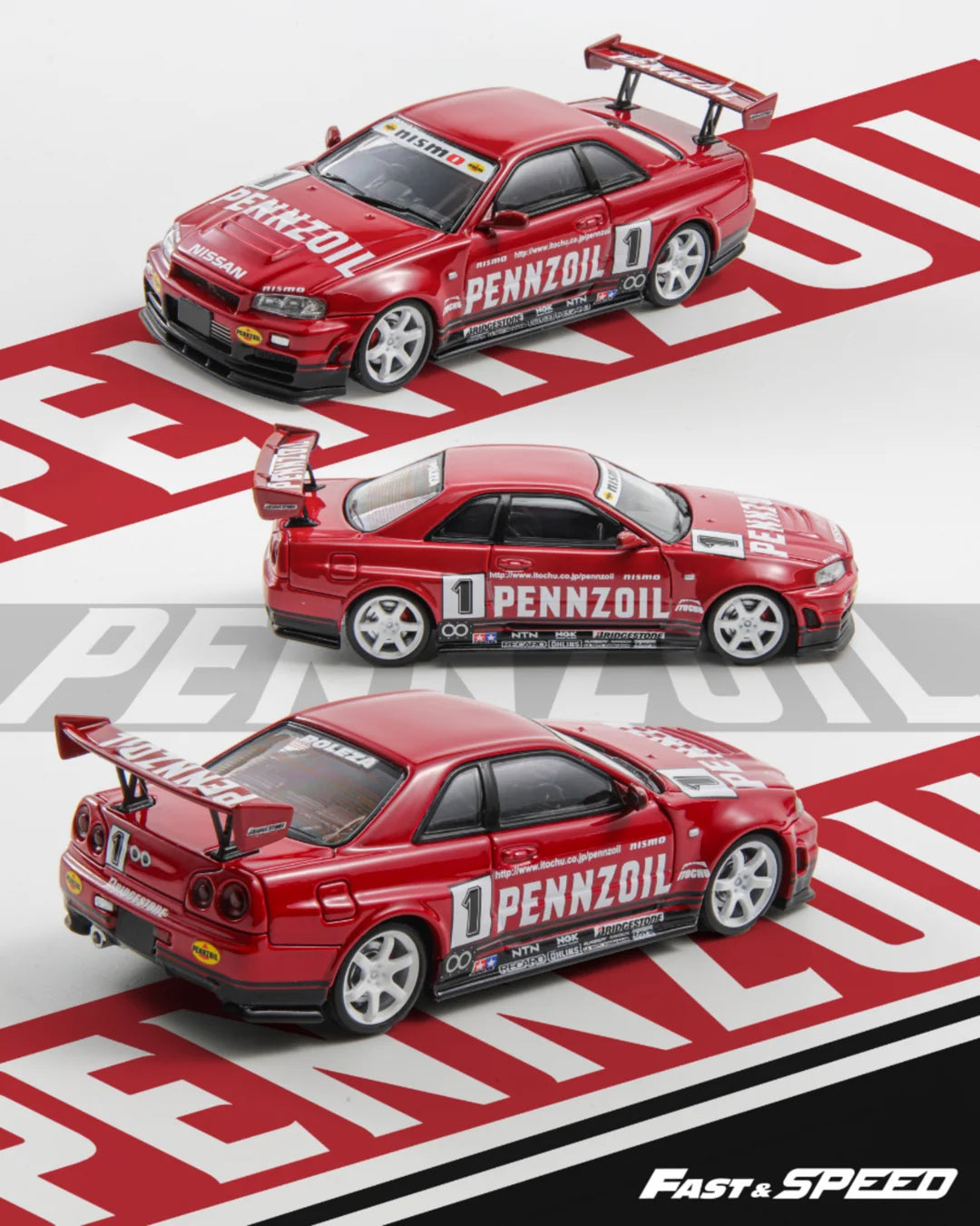 ミニカー DISK KONE 1/43 PENNZOIL NISMO GT-R R34 NISSAN SKYLINE GT-R R34 NISMO Z-TUNE PENNZOIL FAST SPEED 1:64