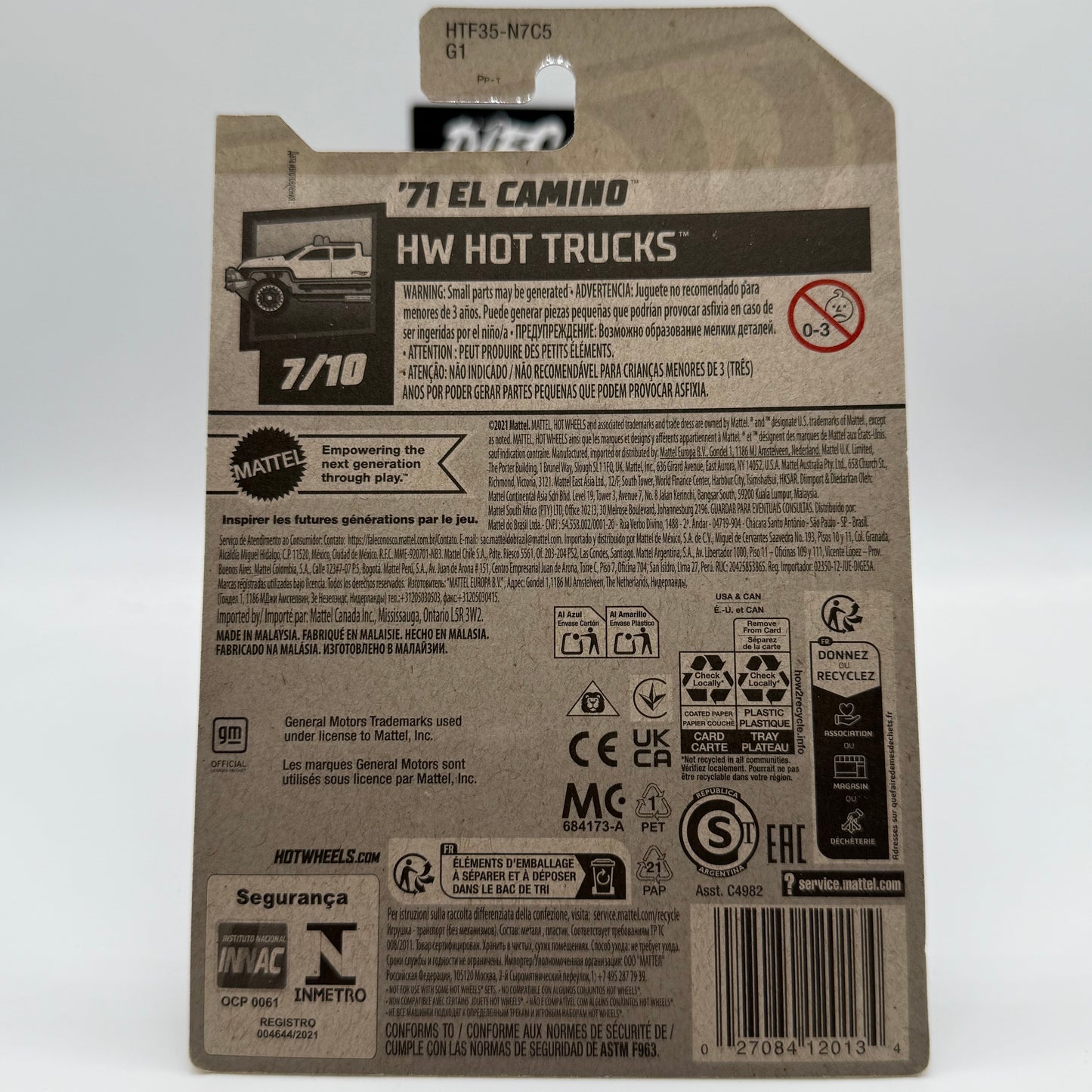 ‘71 El Camino *STH* Super Treasure Hunt - HW Hot Trucks 7/10 Hotwheels Mainline 132/250