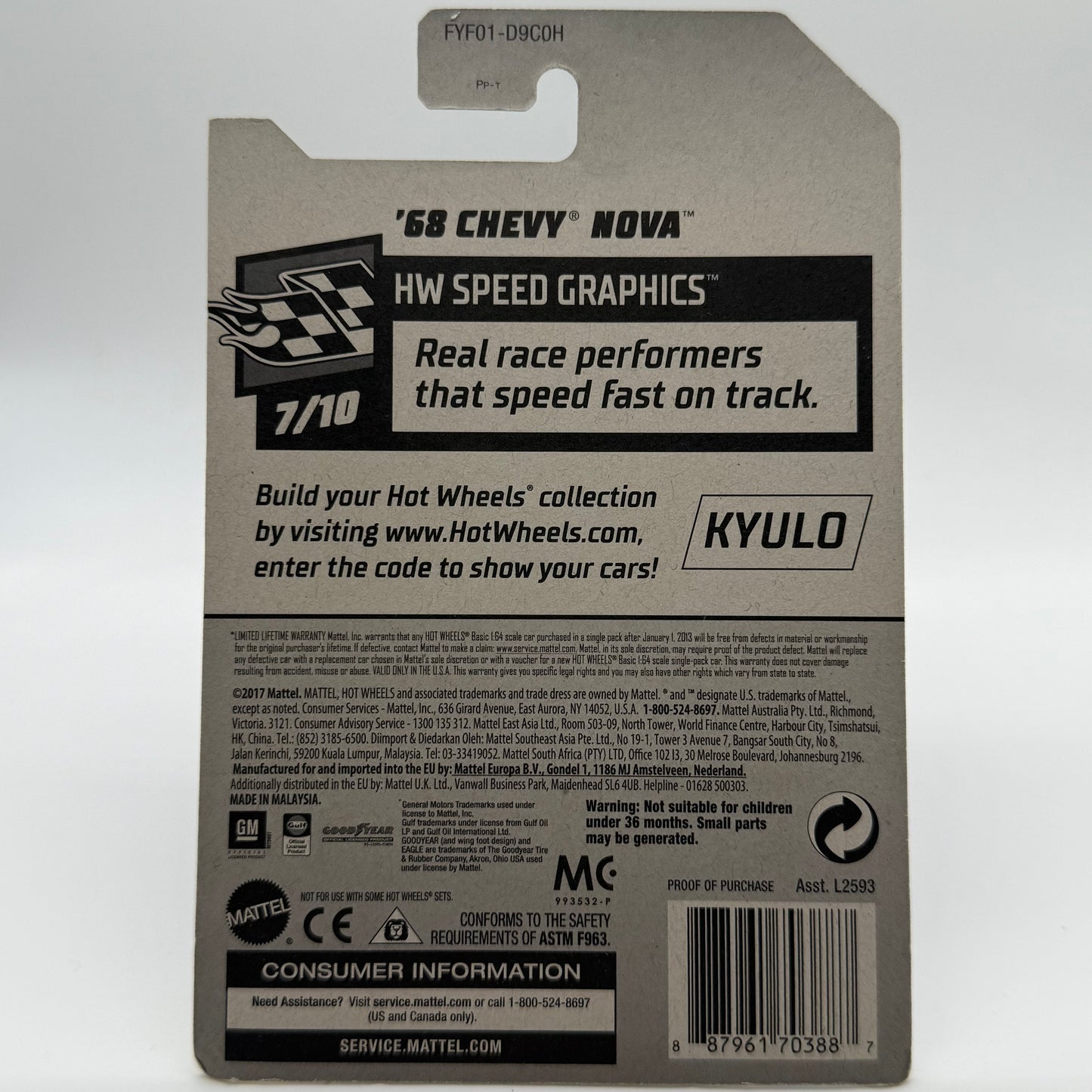 ‘68 Chevy Nova GULF - HW Speed Graphics 7/10 Hotwheels Mainline 67/250