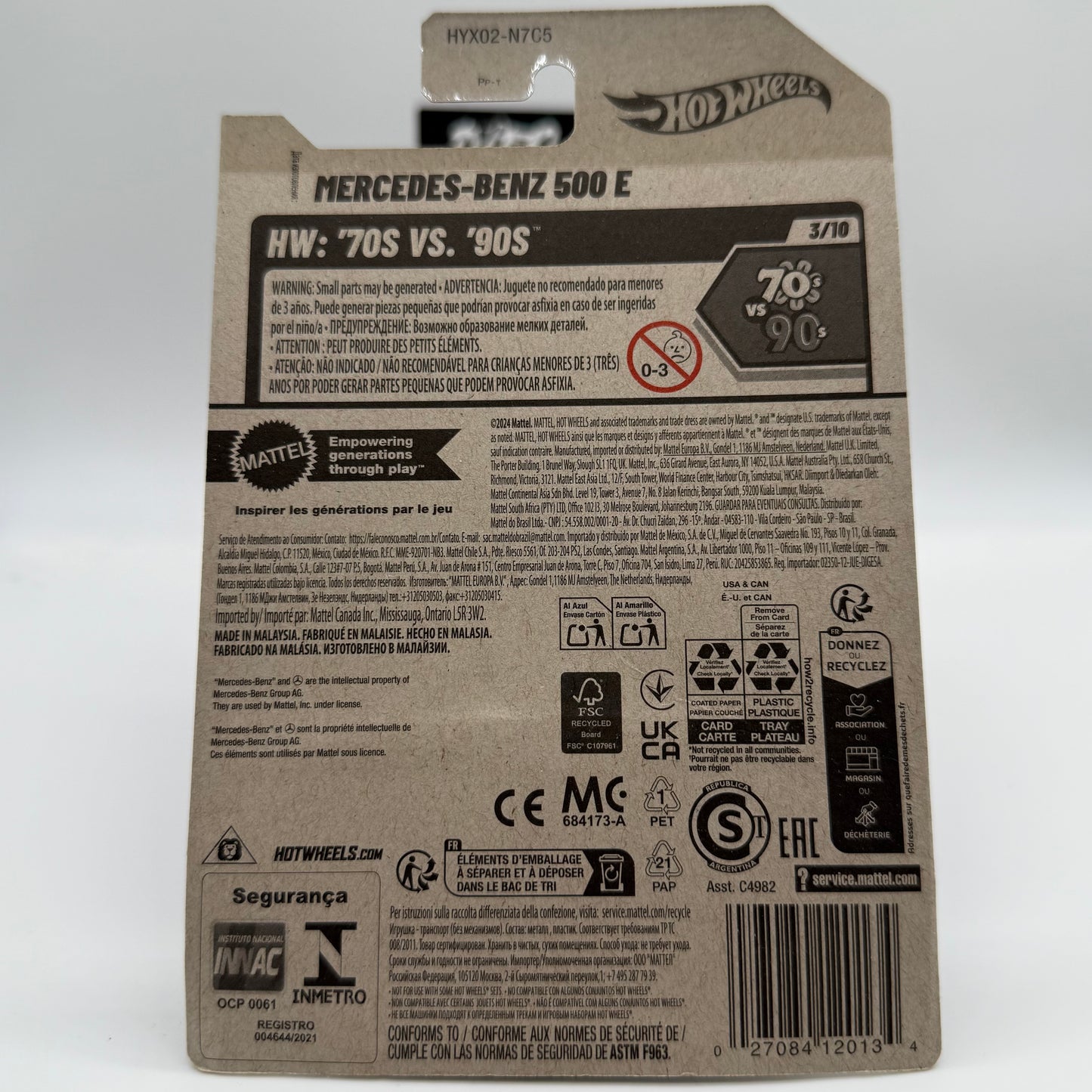 Mercedes-Benz 500E HW ‘70s VS. 90s 3/10 Hotwheels Mainline 52/250