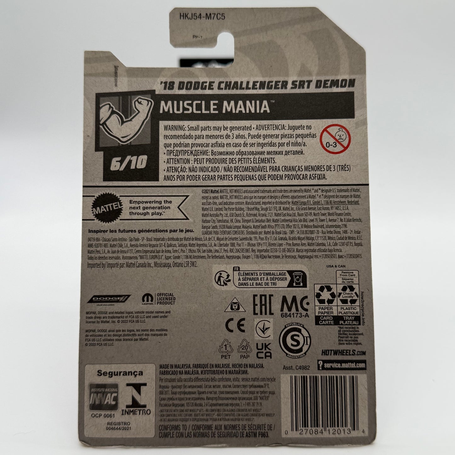 ‘18 Dodge Challenger SRT Demon - Muscle Mania 6/10 Hotwheels Mainline 151/250