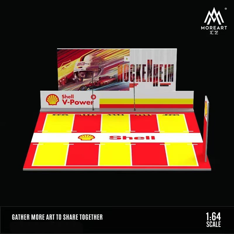 SHELL V-Power Parking Lot Scene with LED LIGHTS Morearts 1:64 Scale