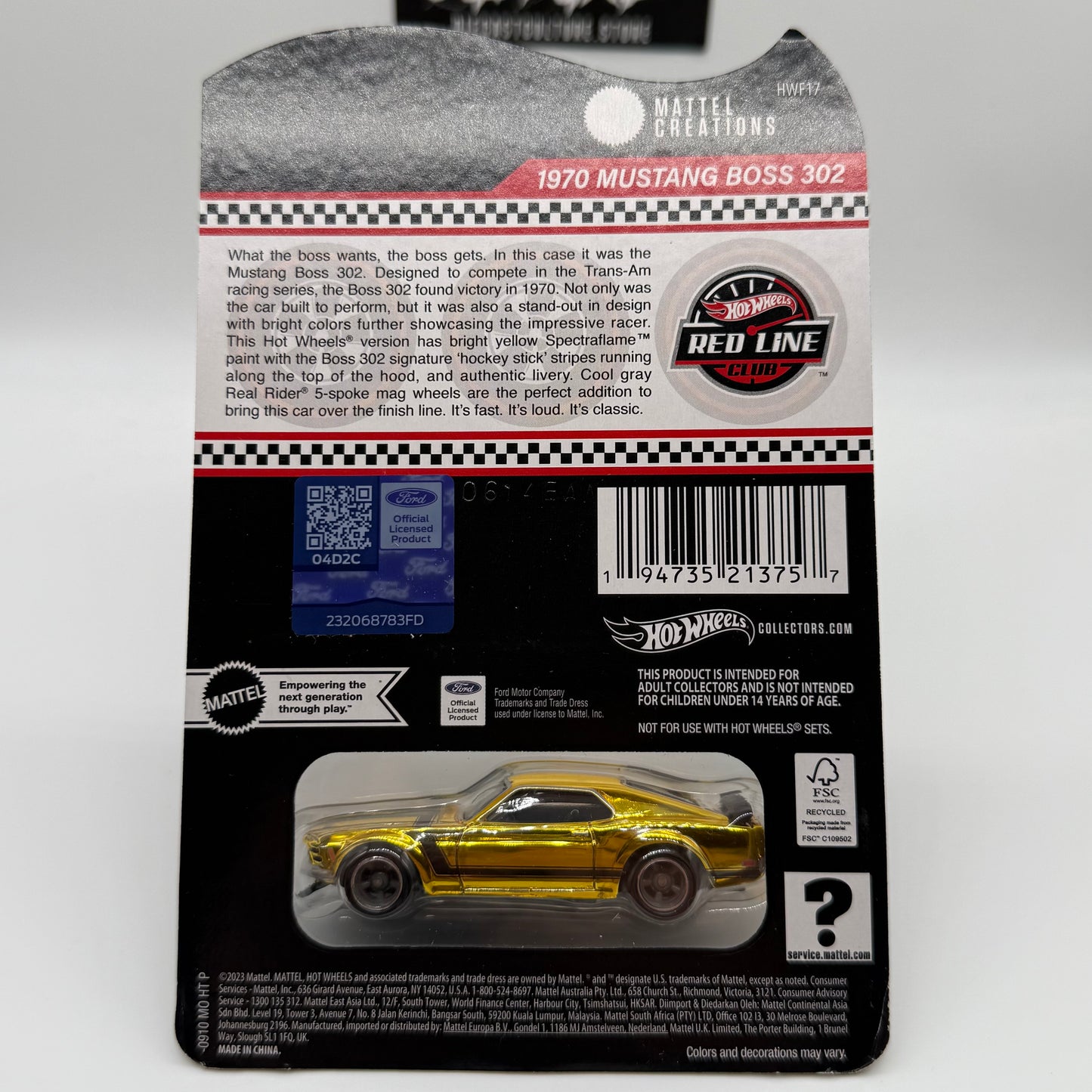 1970 Mustang Boss 302 - RLC Hotwheels Red Line Club