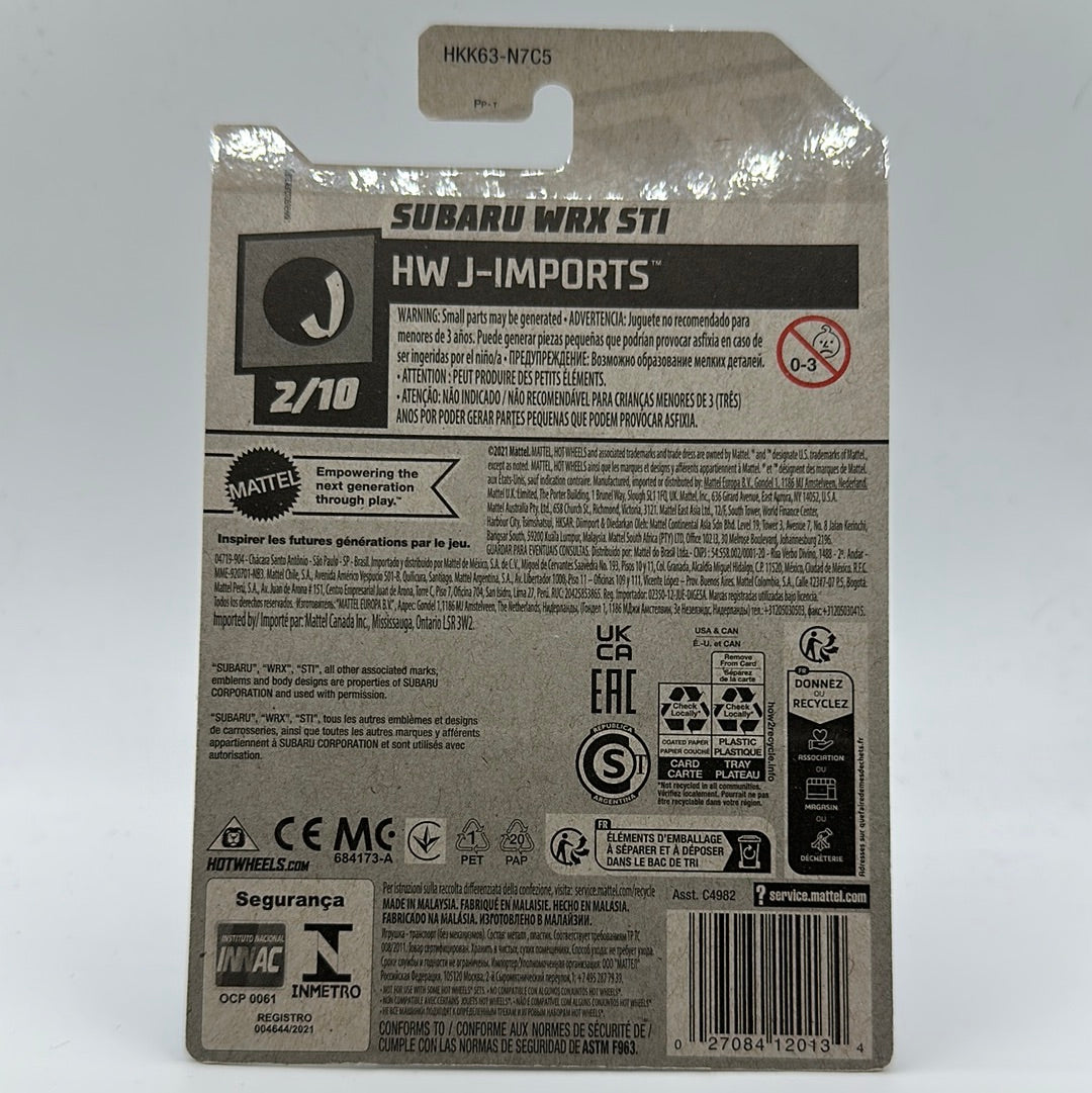 Subaru WRX STI - Black HW J-Imports 2/10 Hotwheels Mainline 21/250