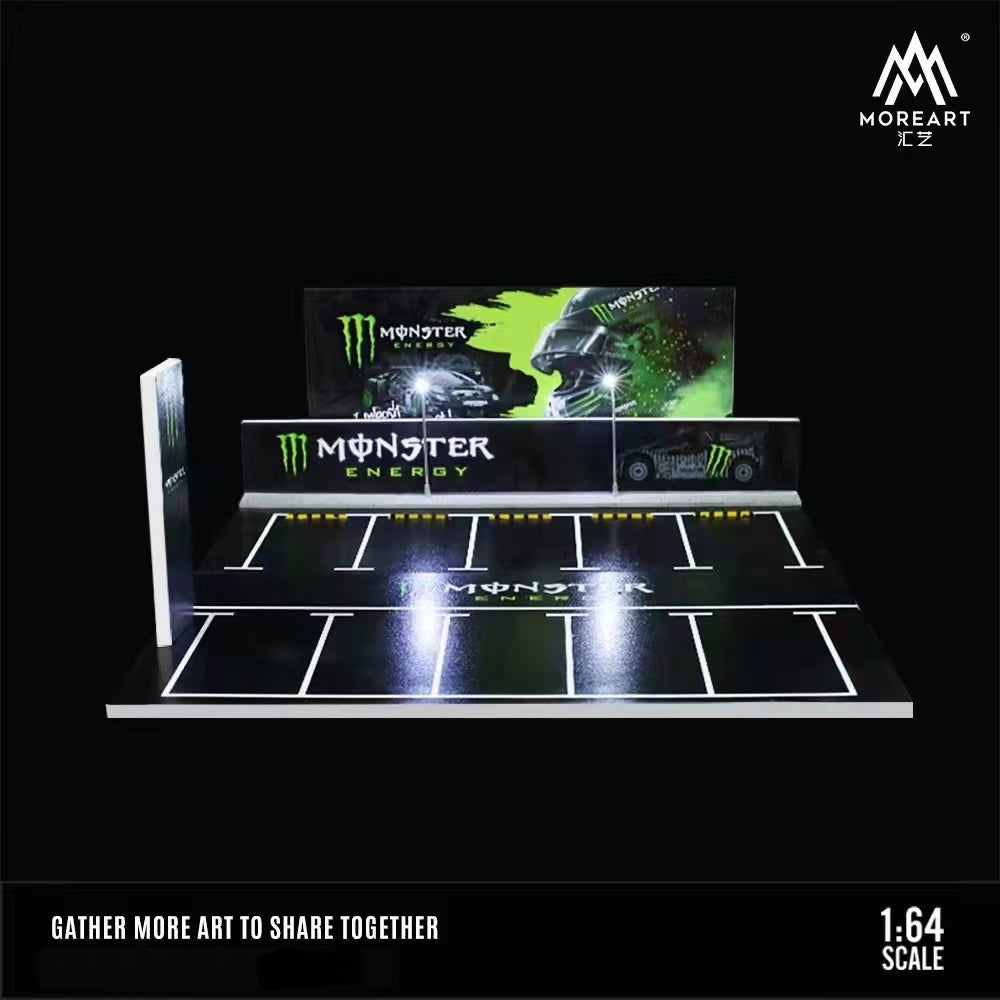 MONSTER Parking Lot Scene (moclaw) with LED LIGHTS Morearts 1:64 Scale