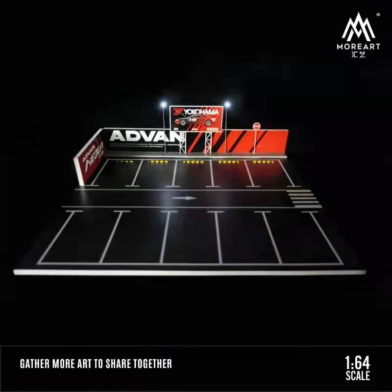 ADVAN Yokohama Parking Lot Scene with LED LIGHTS Morearts 1:64 Scale