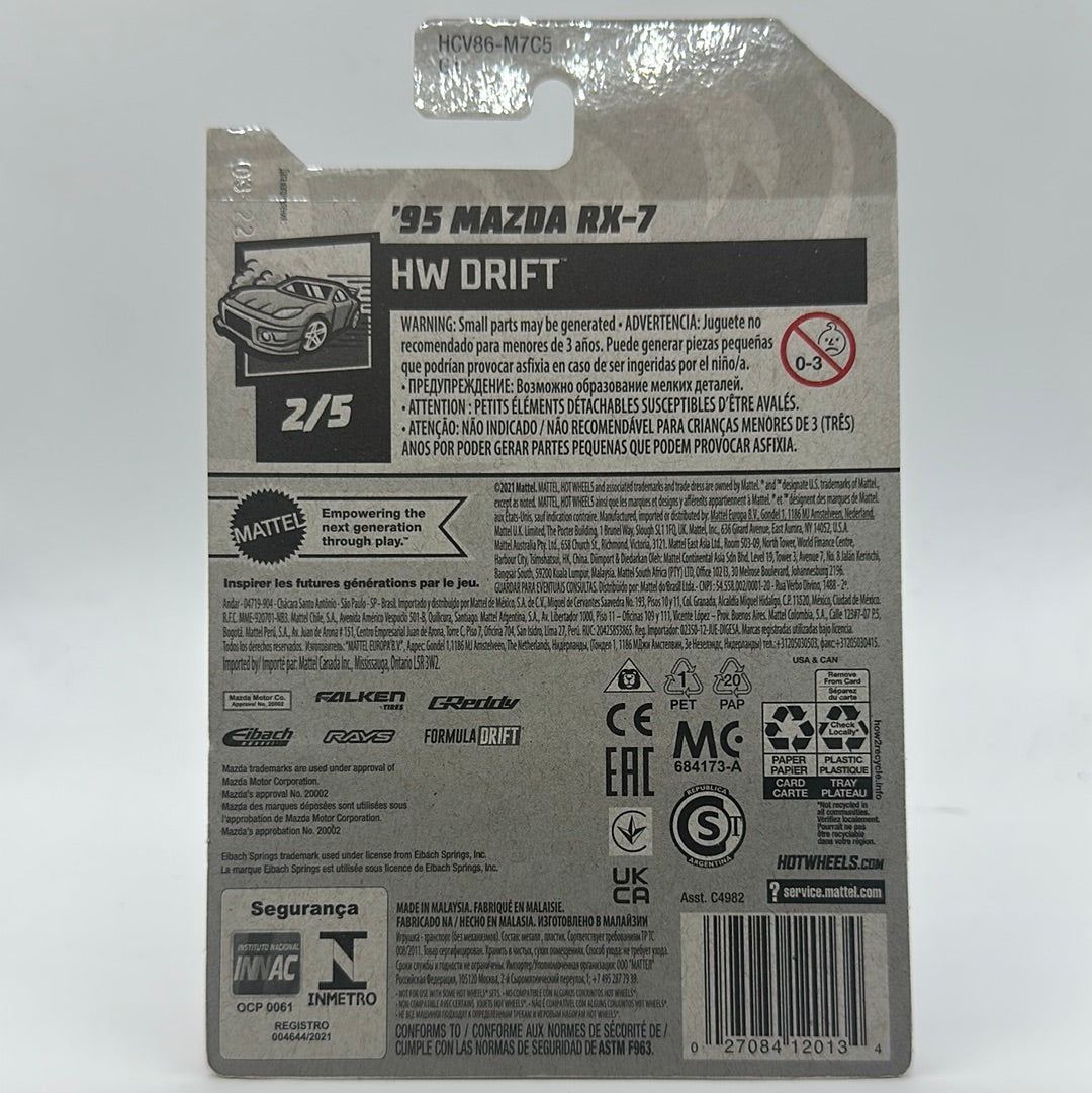 ‘95 Mazda RX-7 HW Drift 2/5 Hotwheels Mainline 177/250 FALKEN