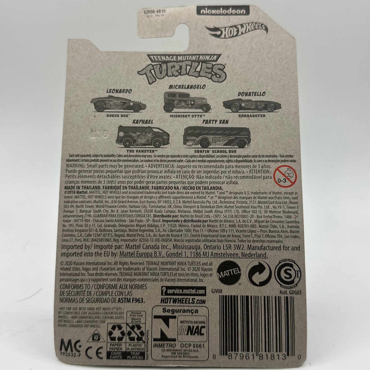 Surfing’ School Bus PARTY VAN Teenage Mutant Ninja Turtles 5/5 Hotwheels Mainline Nickolodeon