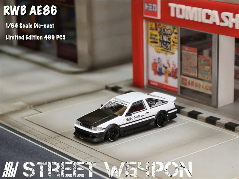 RWB AE86 2-Door Initial D Fujiwara Livery - *LIMITED TO 499pcs* Street Weapon 1/64