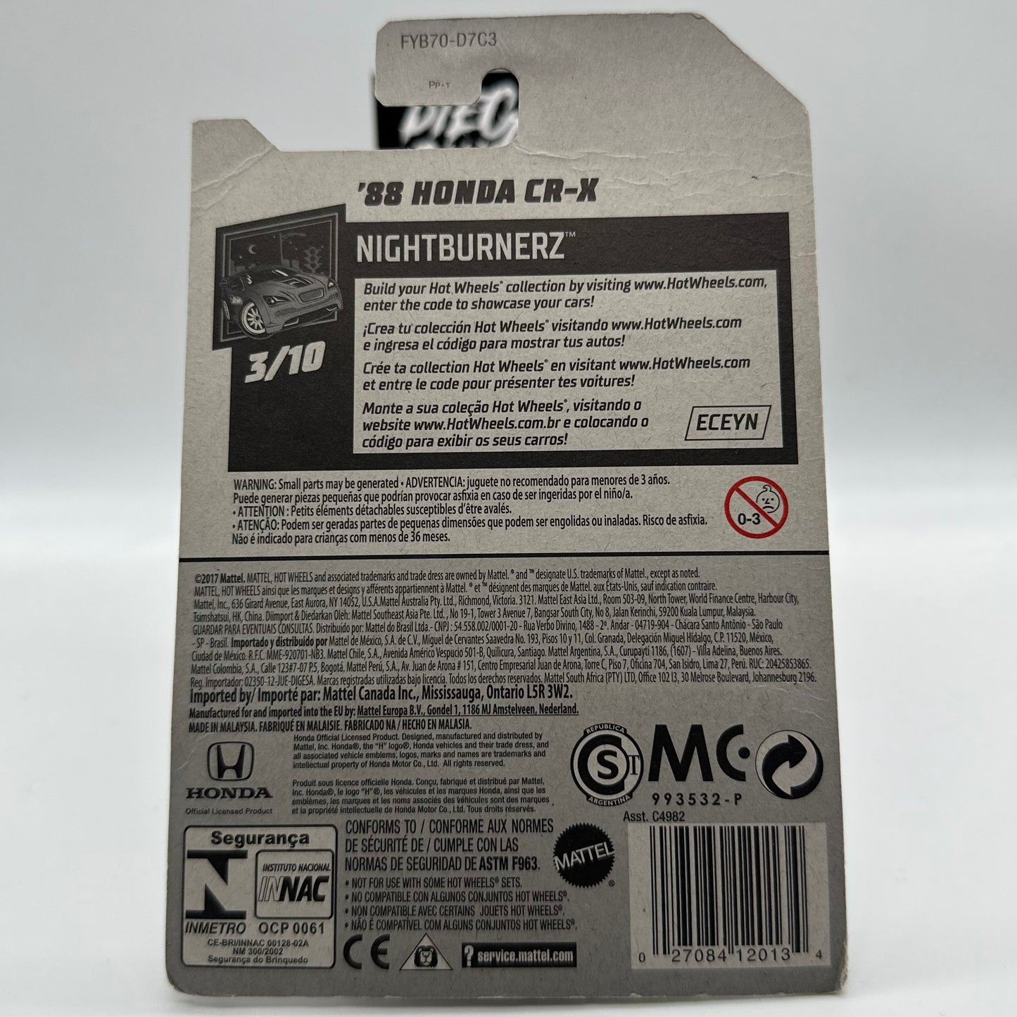88’ Honda CR-X NightBurnerz 3/10 Hotwheels Mainline 49/250