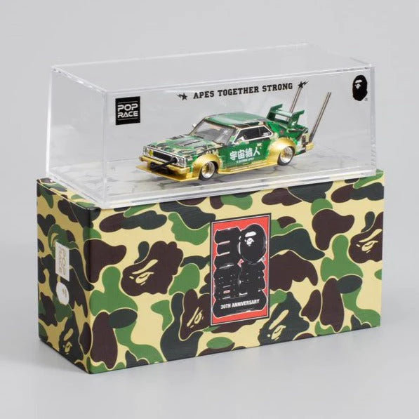 NISSAN SKYLINE C210 BOSOZOKU STYLE GREEN/GOLD POP RACE X BAPE 1:64