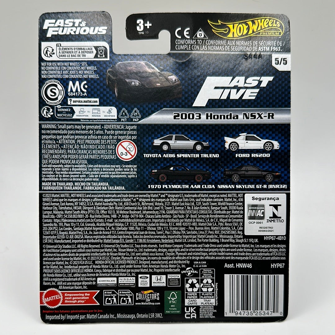2003 Honda NSX-R 5/5 Fast & Furious Hotwheels Premium 1:64