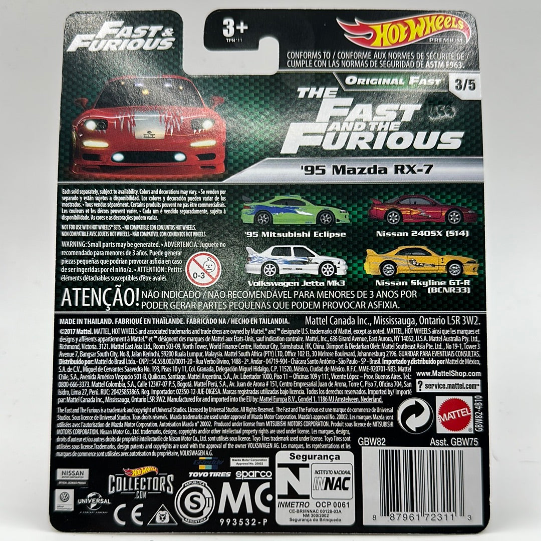‘95 Mazda RX-7 Fast & Furious - ORIGINAL FAST 3/5 Hotwheels Premium