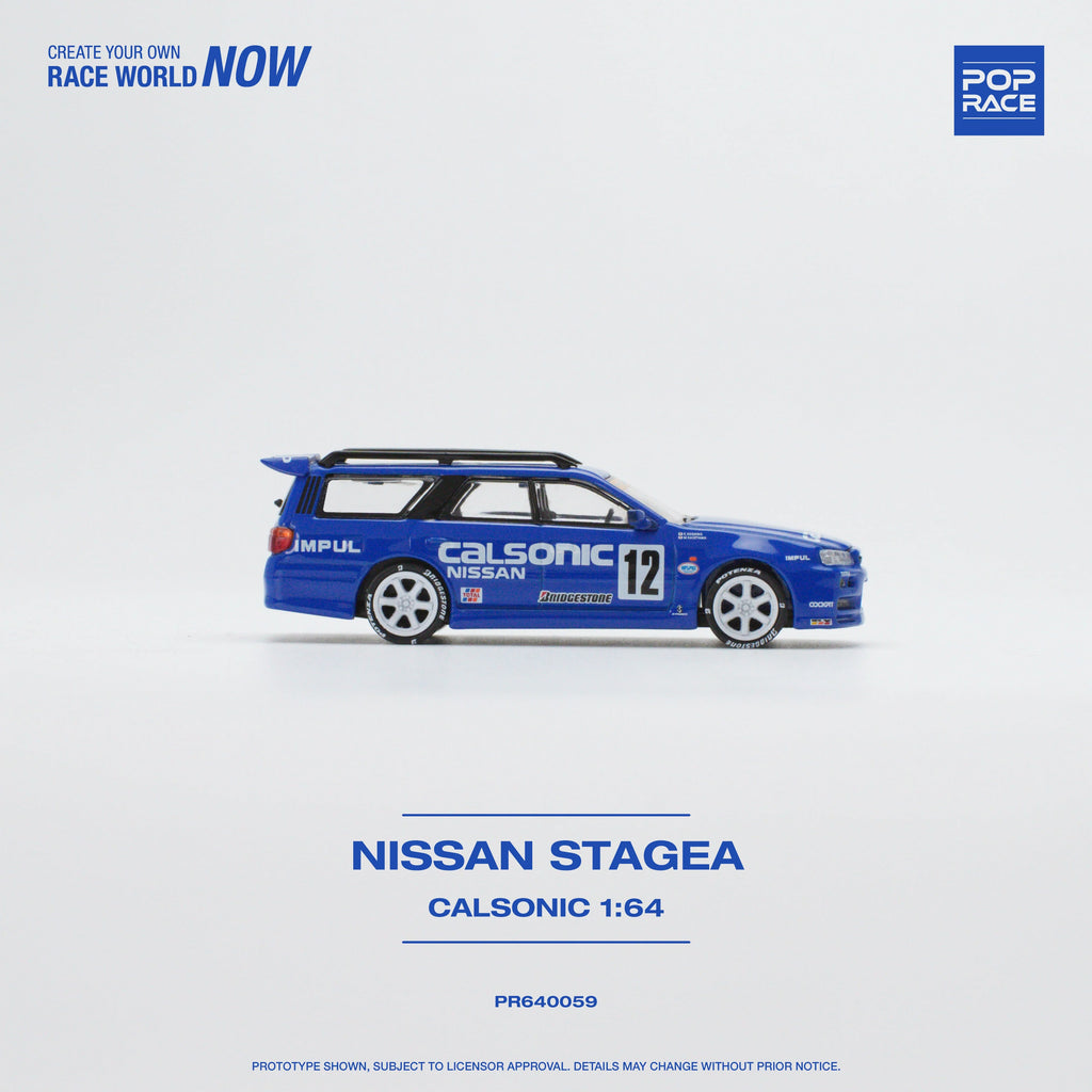 NISSAN STAGEA W/R34 GTR SKYLINE FRONT (CALSONIC) POP RACE 1:64