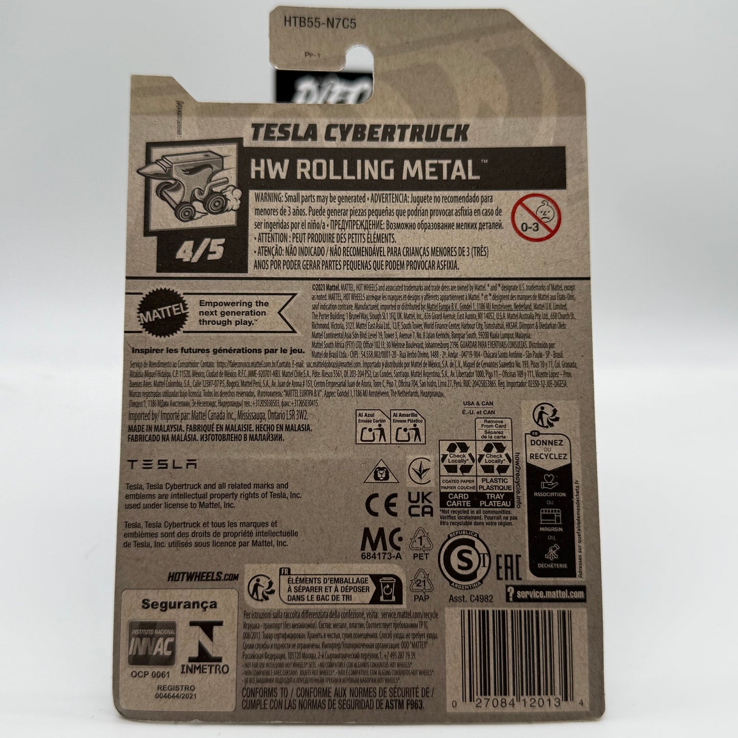 Tesla CyberTruck HW Rolling Metal 4/5 Hotwheels Mainline 246/250