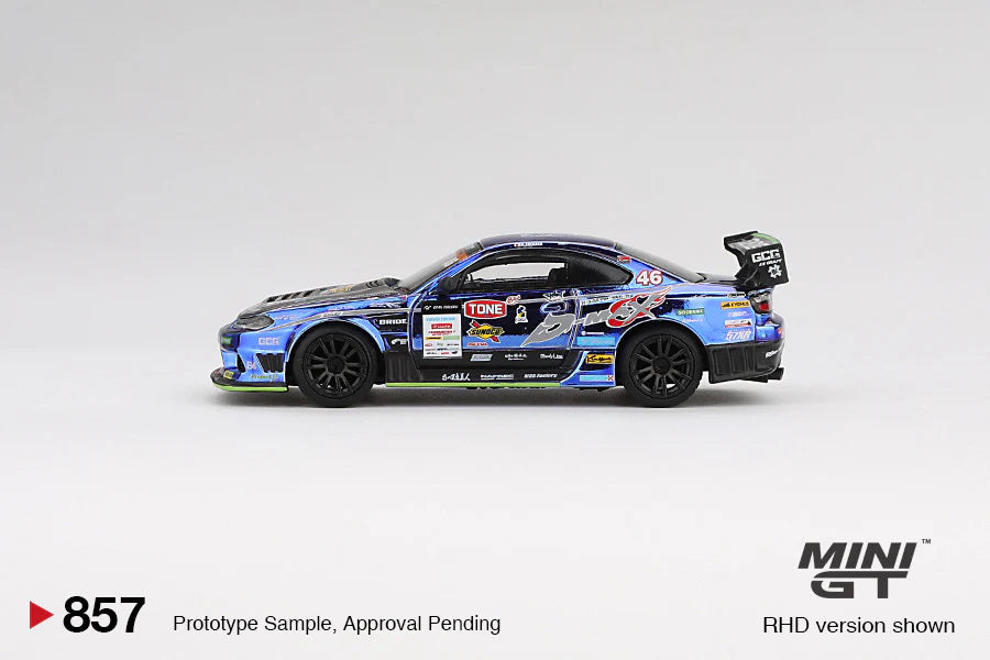 Nissan Silvia (S15) D-MAX #46 D-MAX Racing 2023 D1 Grand Prix / D1 Blister Packaging - Mini GT 1:64