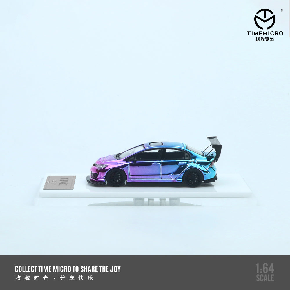 Honda Civic Tuned (Electroplated Purple-Blue) *LIMITED TO 999pcs* TimeMicro 1:64