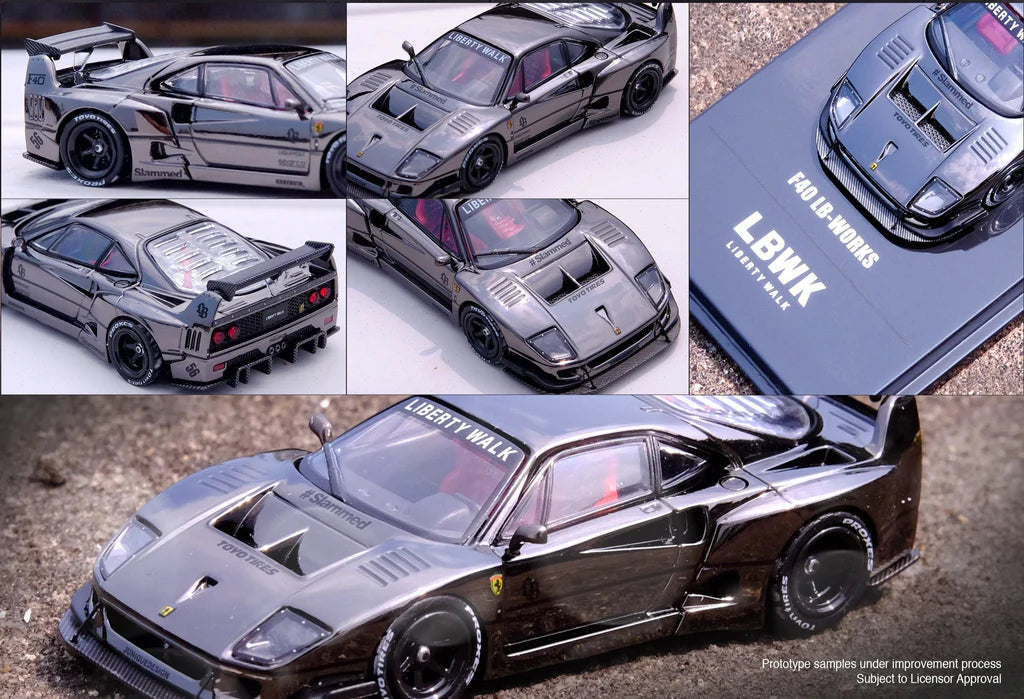 FERRARI F40 LBWK LIBERTY WALK (CHROME BLACK) INNO64 1:64