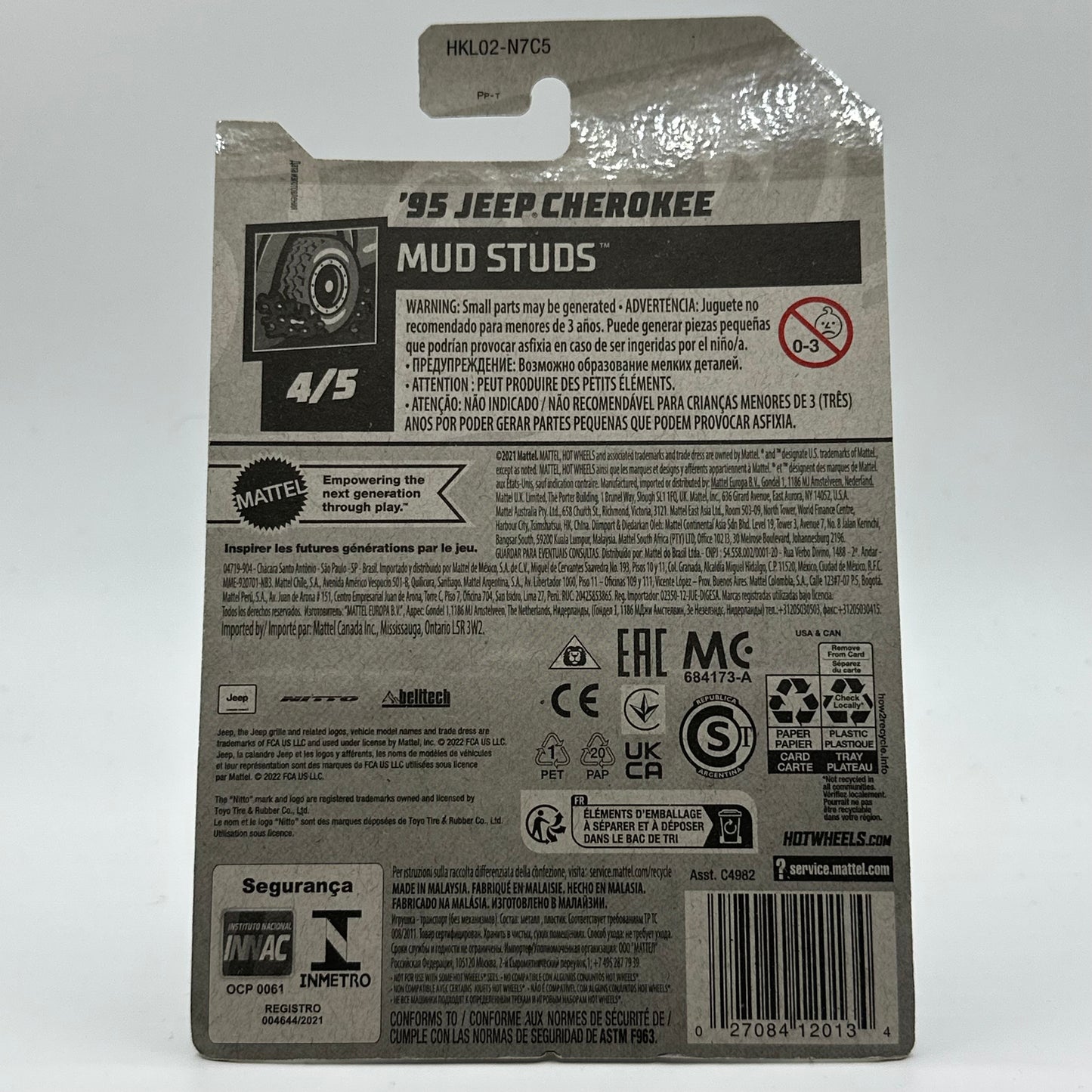 ‘95 Jeep Cherokee - *TH* Treasure hunt MUD STUDS 4/5 Hotwheels Mainline 176/250 *Dirty Card*