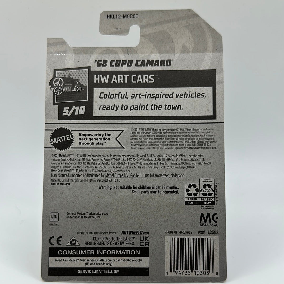 ‘68 Copo Camaro *STH* Super Treasure Hunt HW Art Cars 5/10 Hotwheels 63/250 Mainline 1:64