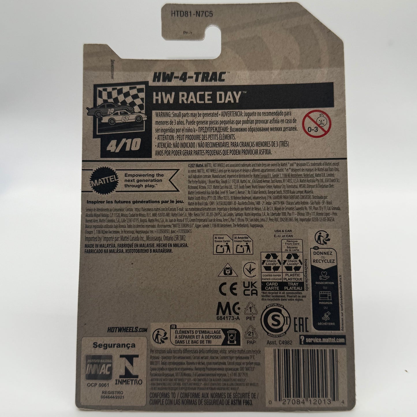 HW-4-Trac - HW Race Day 4/10 Hotwheels Mainline 101/250