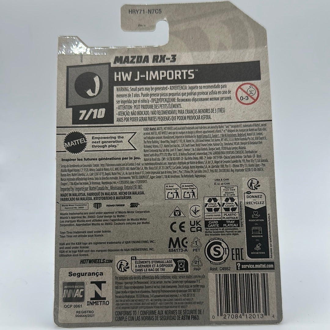 Mazda RX-3 HW J-imports 7/10 Hotwheels Mainline 156/250 *Soft Corners or crease *