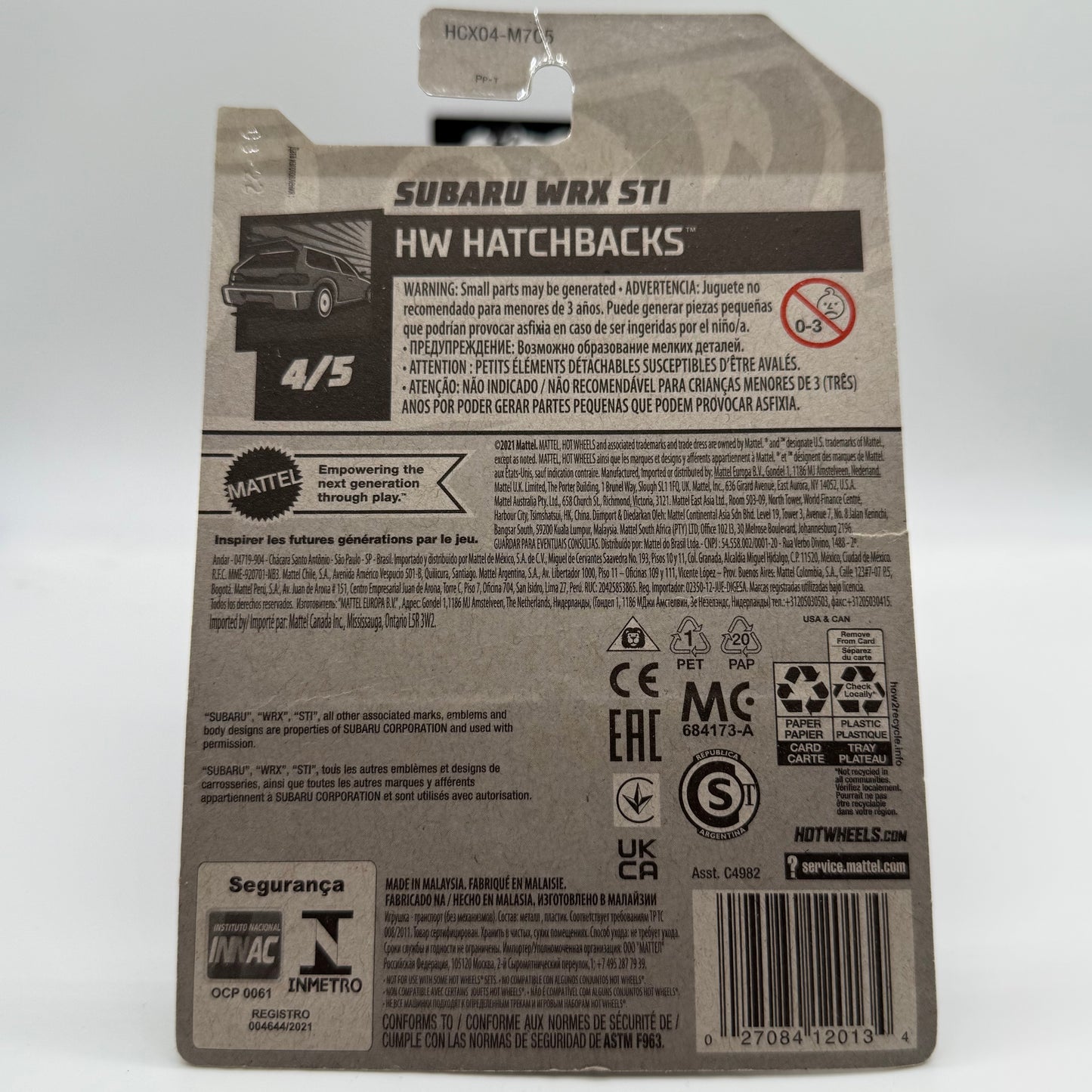 Subaru WRX STI - HW Hatchbacks 4/5 Hotwheels Mainline 67/250