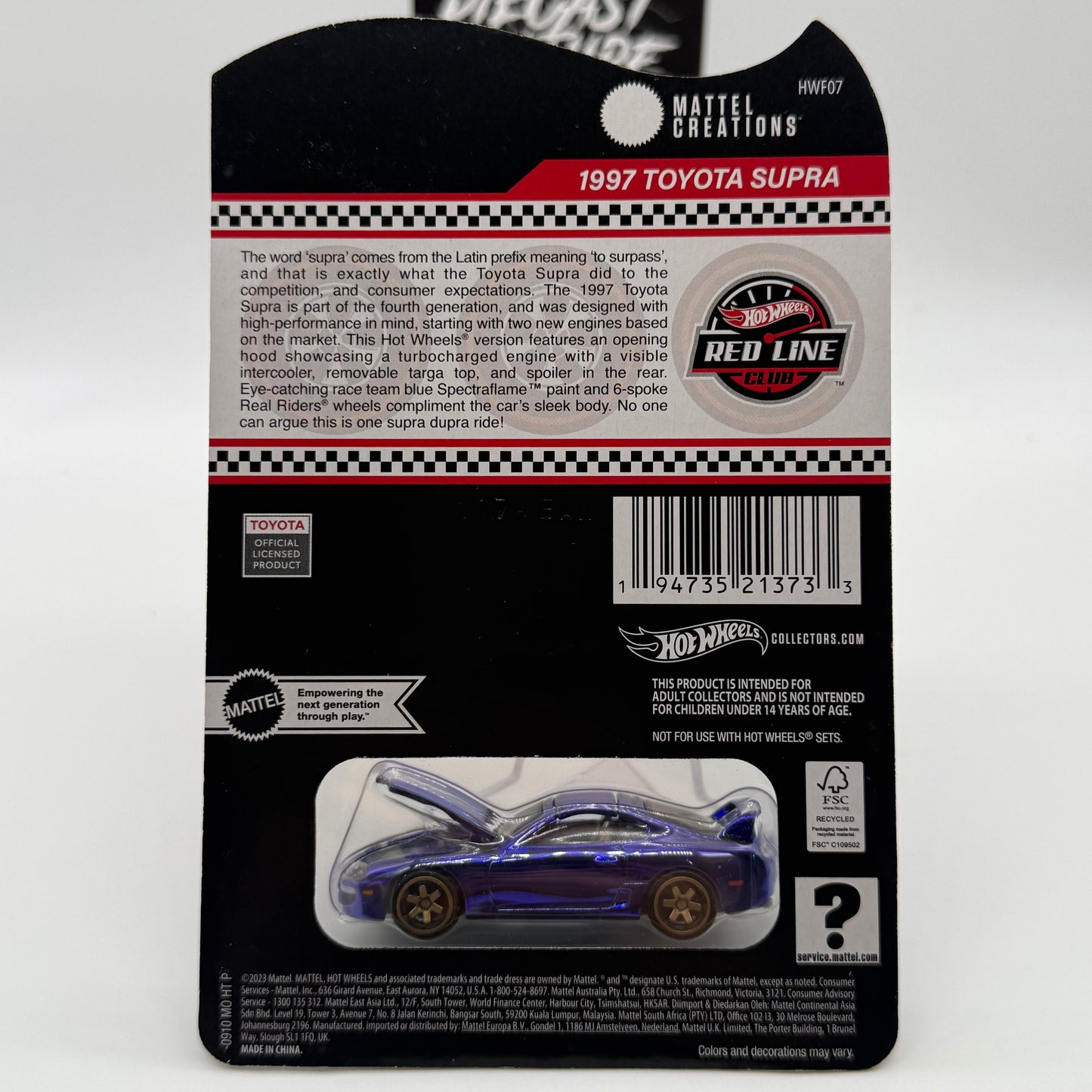 1997 Toyota Supra - RLC Red Line Club Hotwheels *Blister Glue Issue*