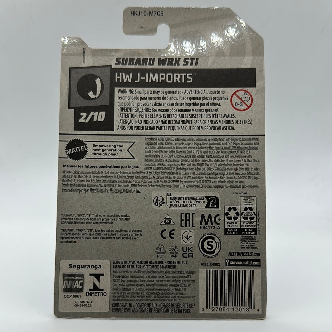 Subaru WRX STI - Blue HW J-Imports 2/10 Hotwheels Mainline 21/250