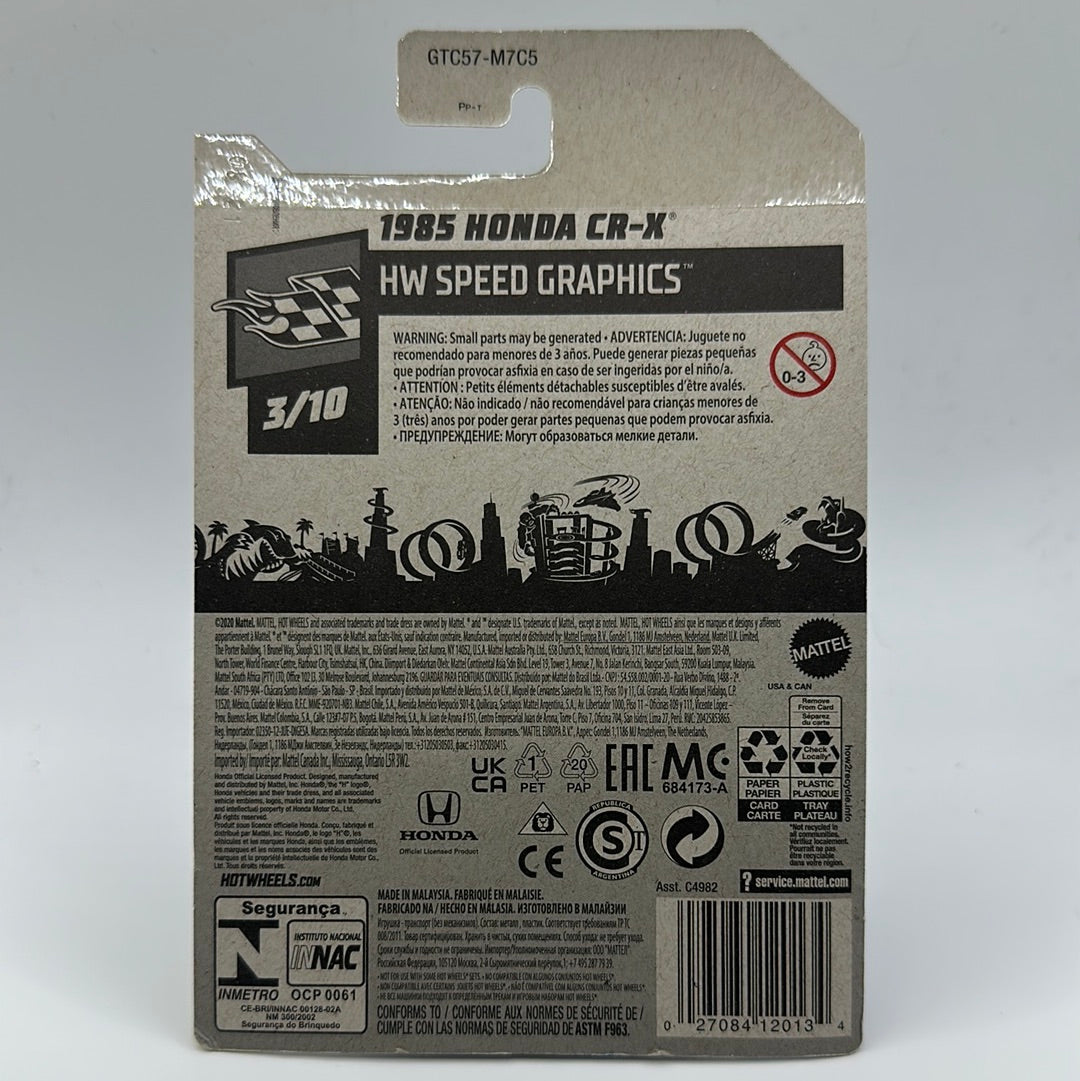 1985 Honda CR-X HW Speed Graphics 3/10 Hotwheels 90/250 Mainline