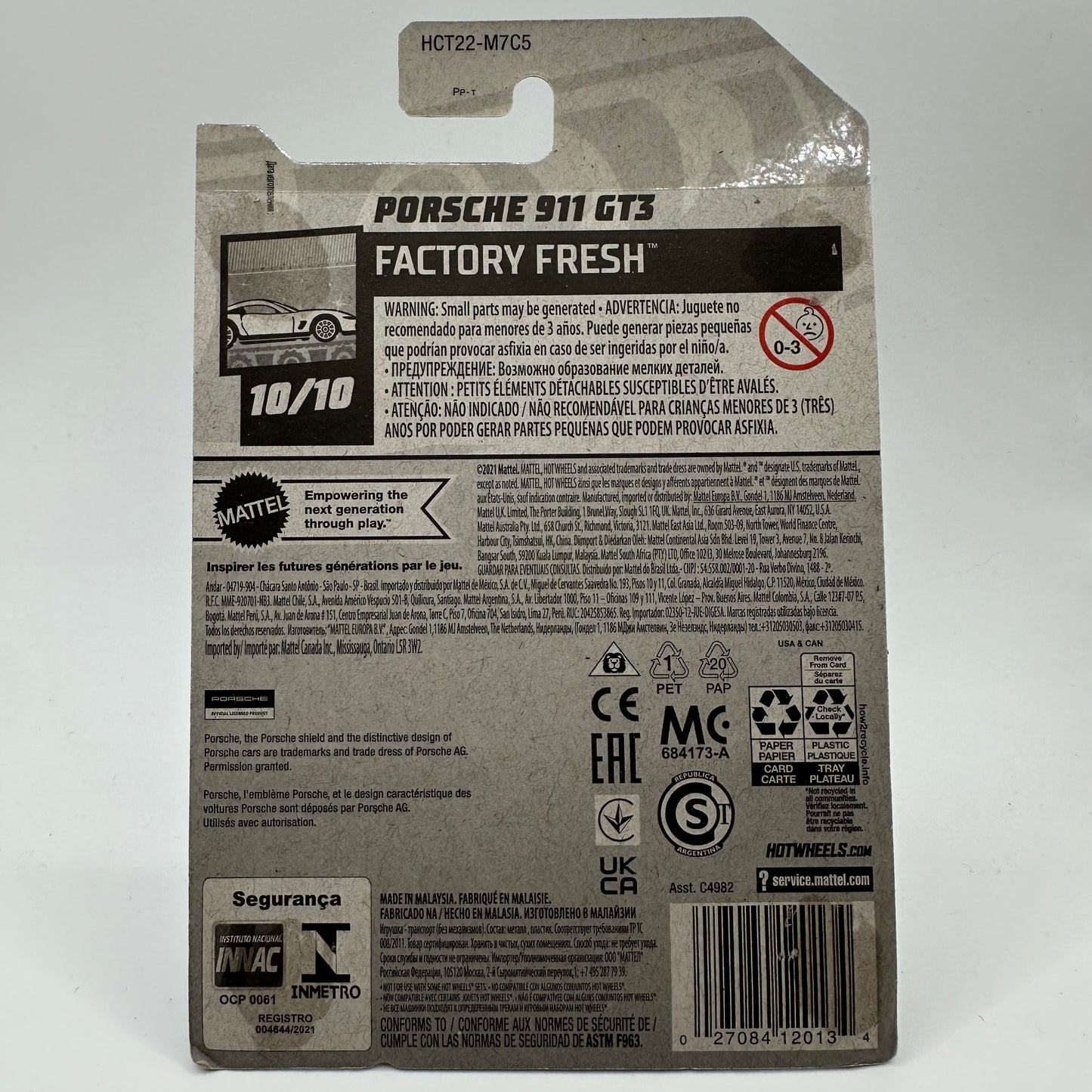 Porsche 911 GT3 Factory Fresh 10/10 Hotwheels Mainline 199/250 CHECK CONDITION