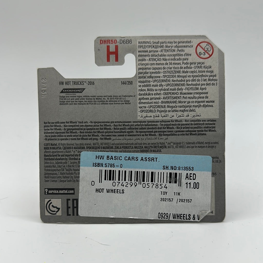 Dodge Ram 1500 - HW Hot Trucks 4/10 Hotwheels Mainline Short Card *Sticker on the back*