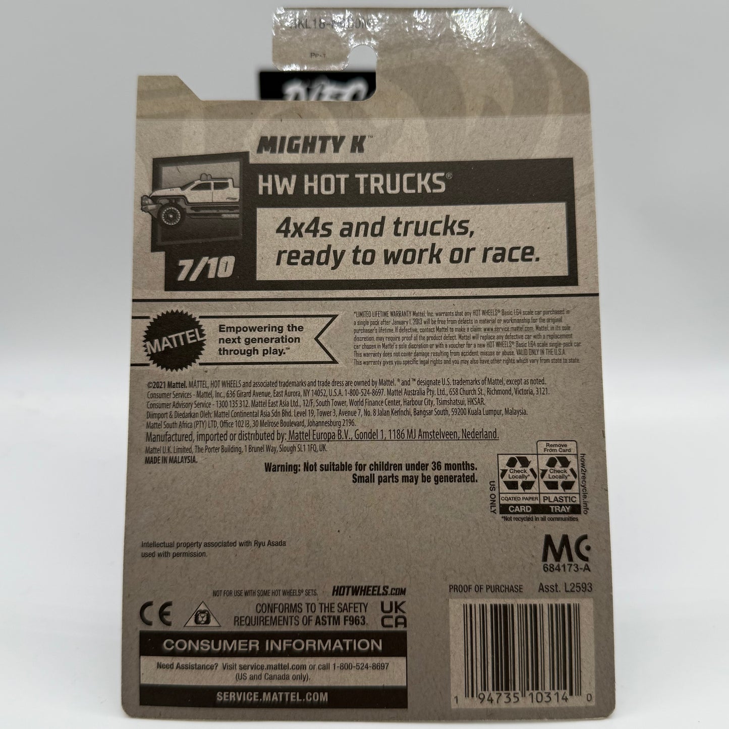 Mighty K *STH* Super Treasure Hunt - HW Hot Trucks 7/10 Hotwheels Mainline 214/250