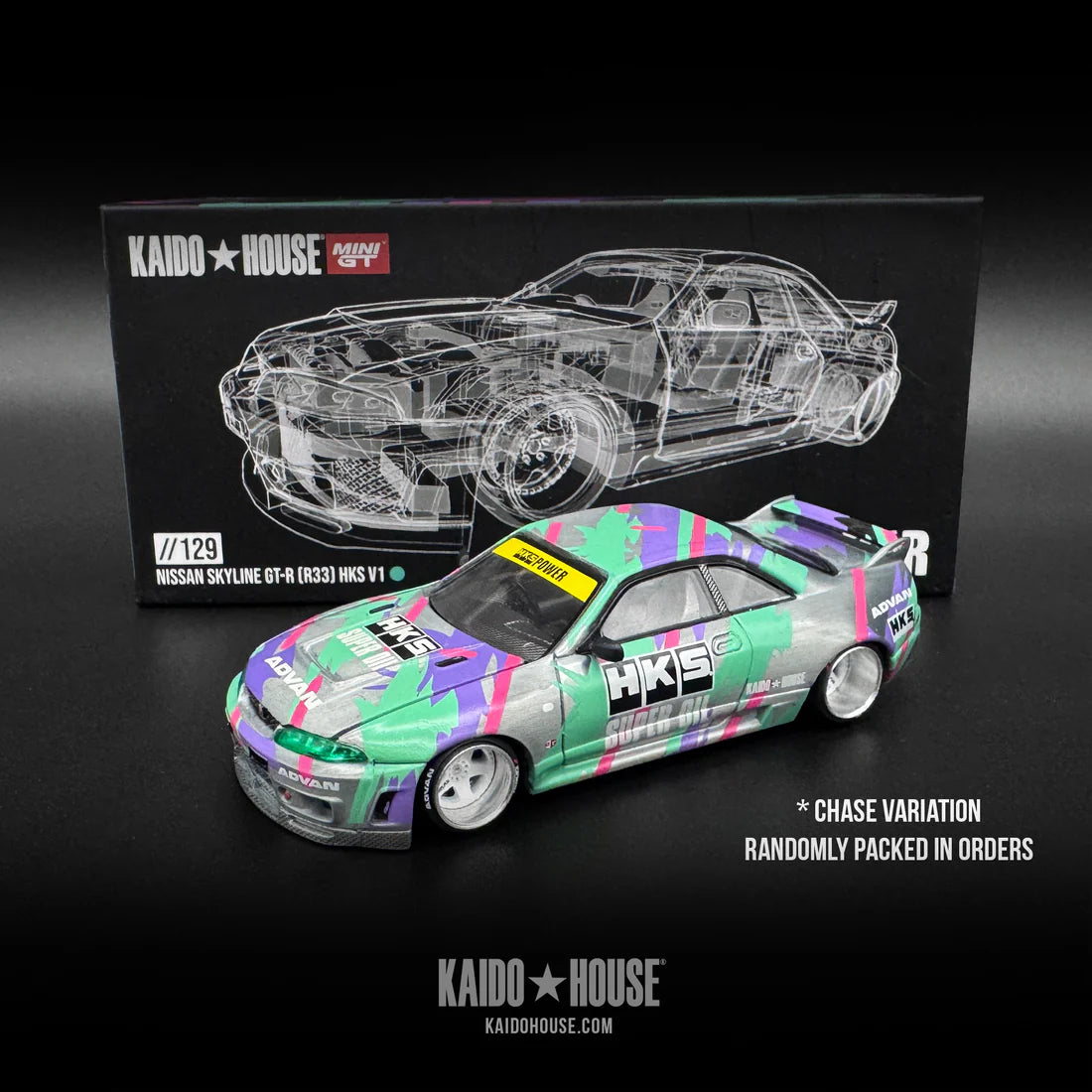 Nissan Skyline GT-R (R33) HKS V1 - Kaido House x Mini GT 1:64