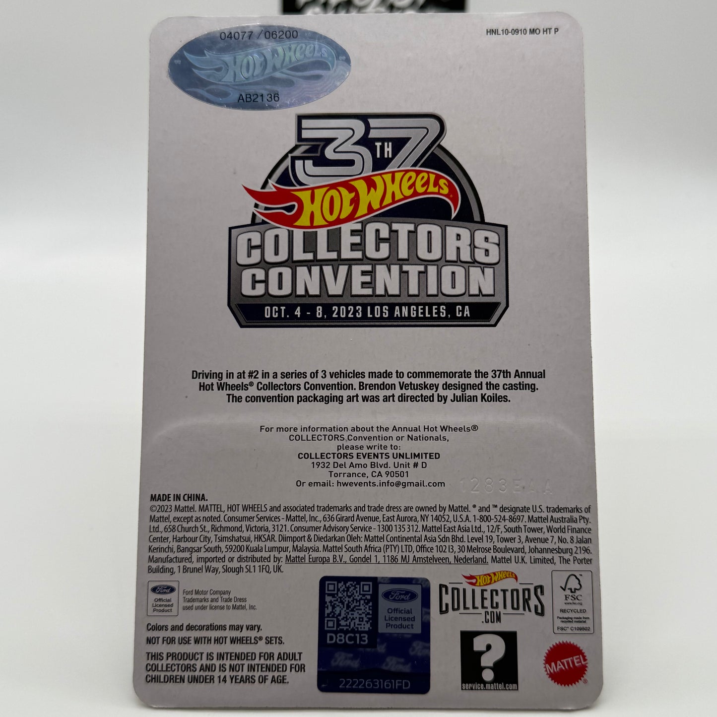 1993 Ford Mustang Cobra R #4077/6200 (2of3) 37th COLLECTORS CONVENTION Hotwheels LA