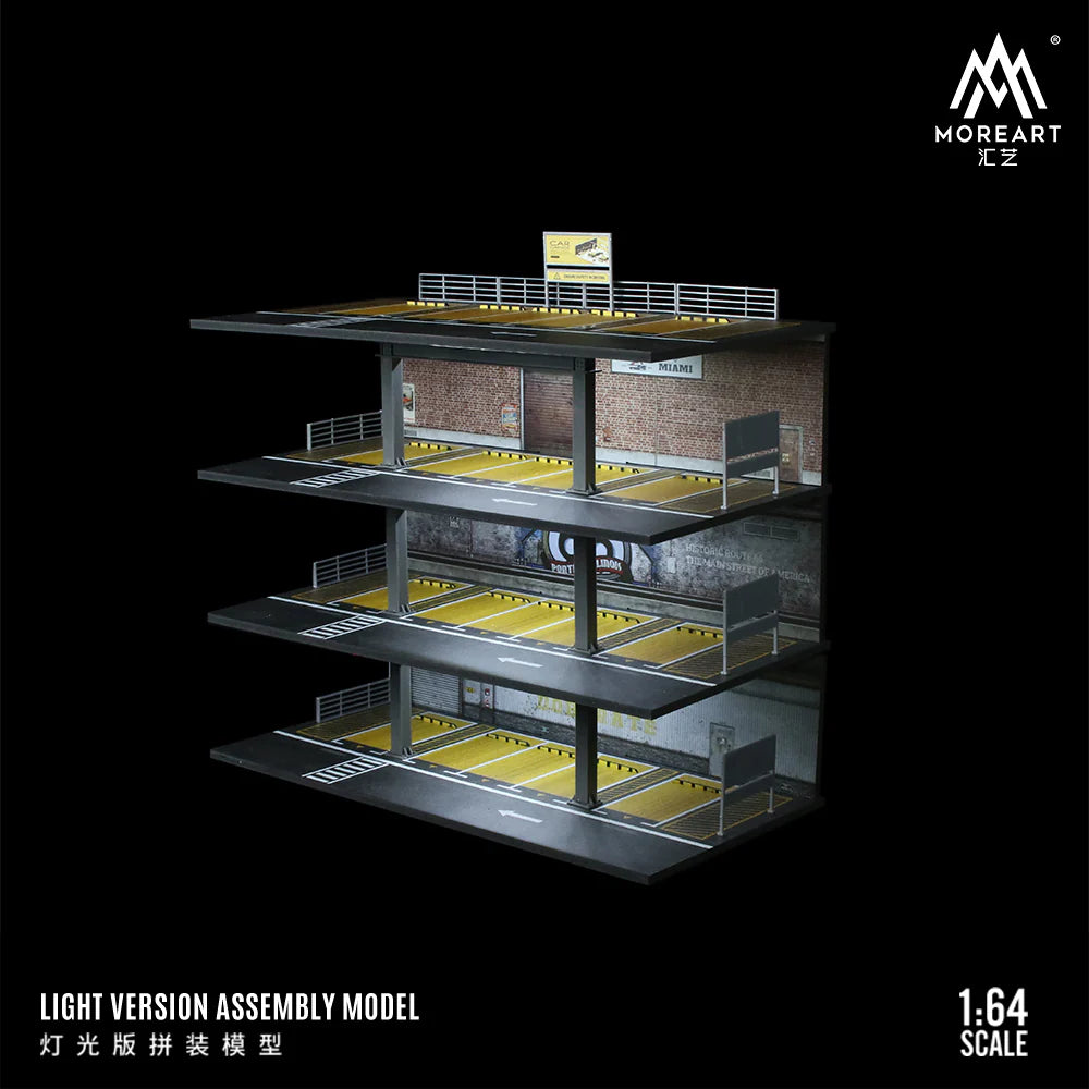 American Style STEEL FRAME GARAGE PARKING LOT SCENE MO922002 - MOREART 1:64