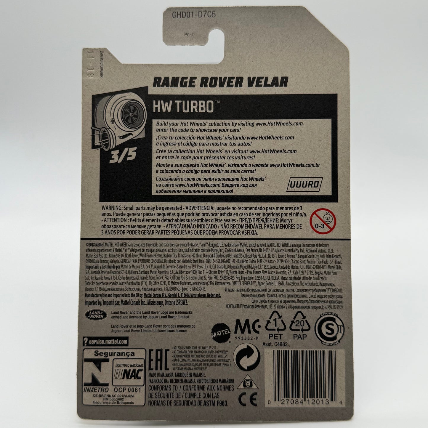 Range Rover Velar - HW Turbo 3/5 Hotwheels Mainline 119/250