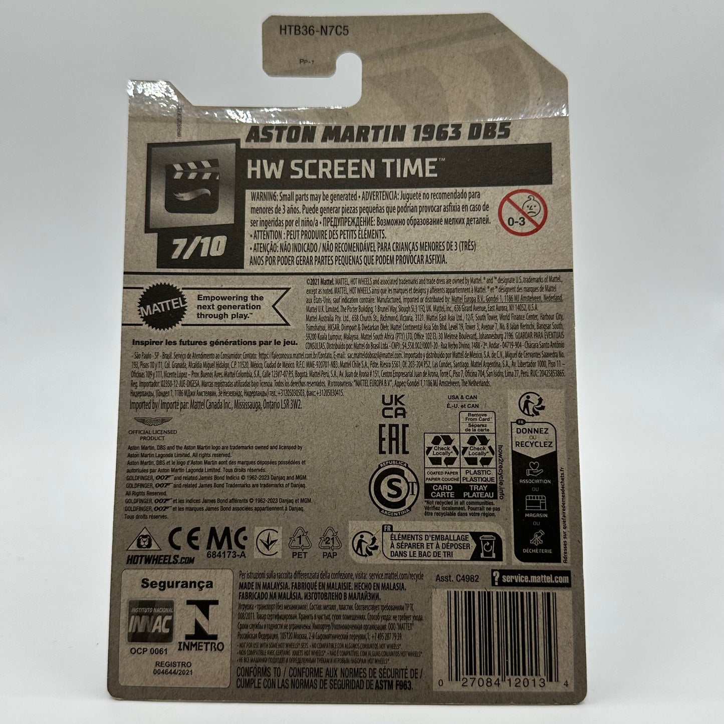 Aston Martin 1963 DB5 HW Screen Time 7/10 Hotwheels Mainline 107/250