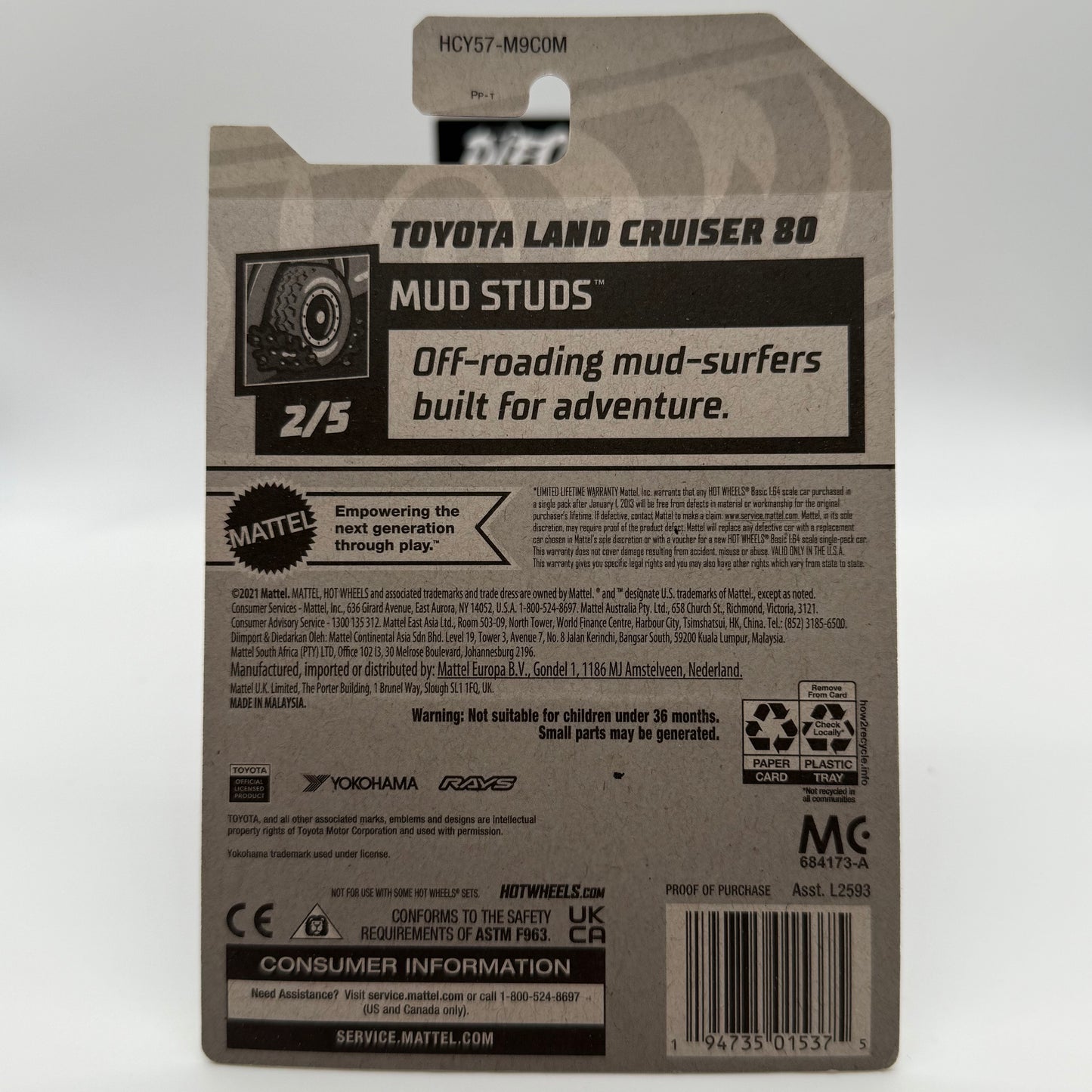 Toyota Land Cruiser 80 - Target Exclusive Mud Studs 2/5 Hotwheels *Damaged Blister*