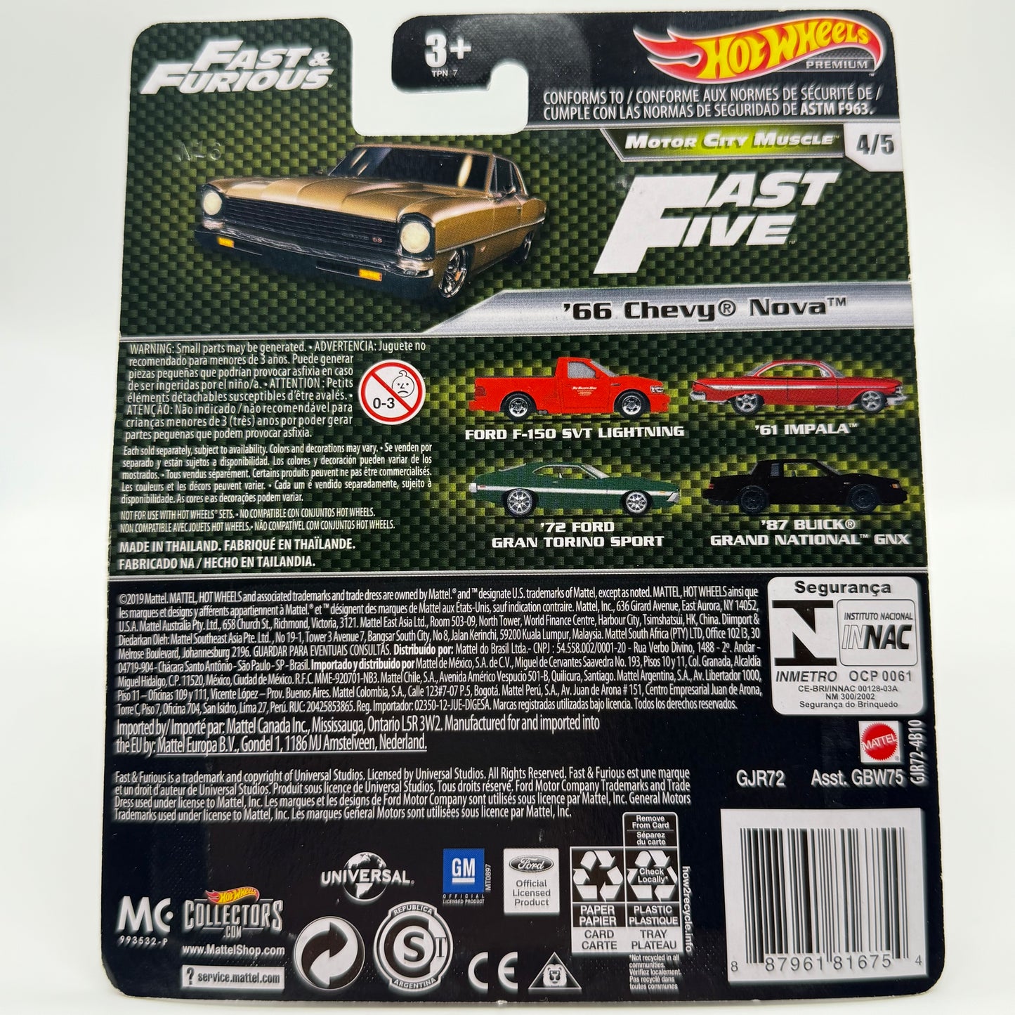 ‘66 Chevy Nova - Fast & Furious Motor City Muscle 4/5 Hotwheels Premium