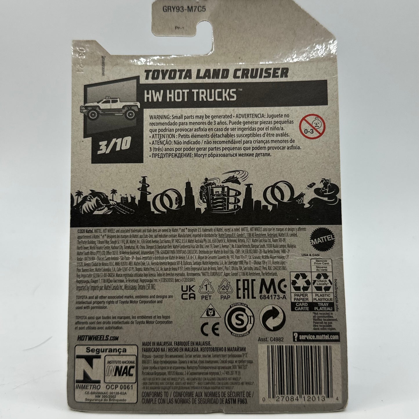 Toyota Land Cruiser - HW Hot Trucks 3/10 Hotwheels Mainline 202/250 *Creased hook*