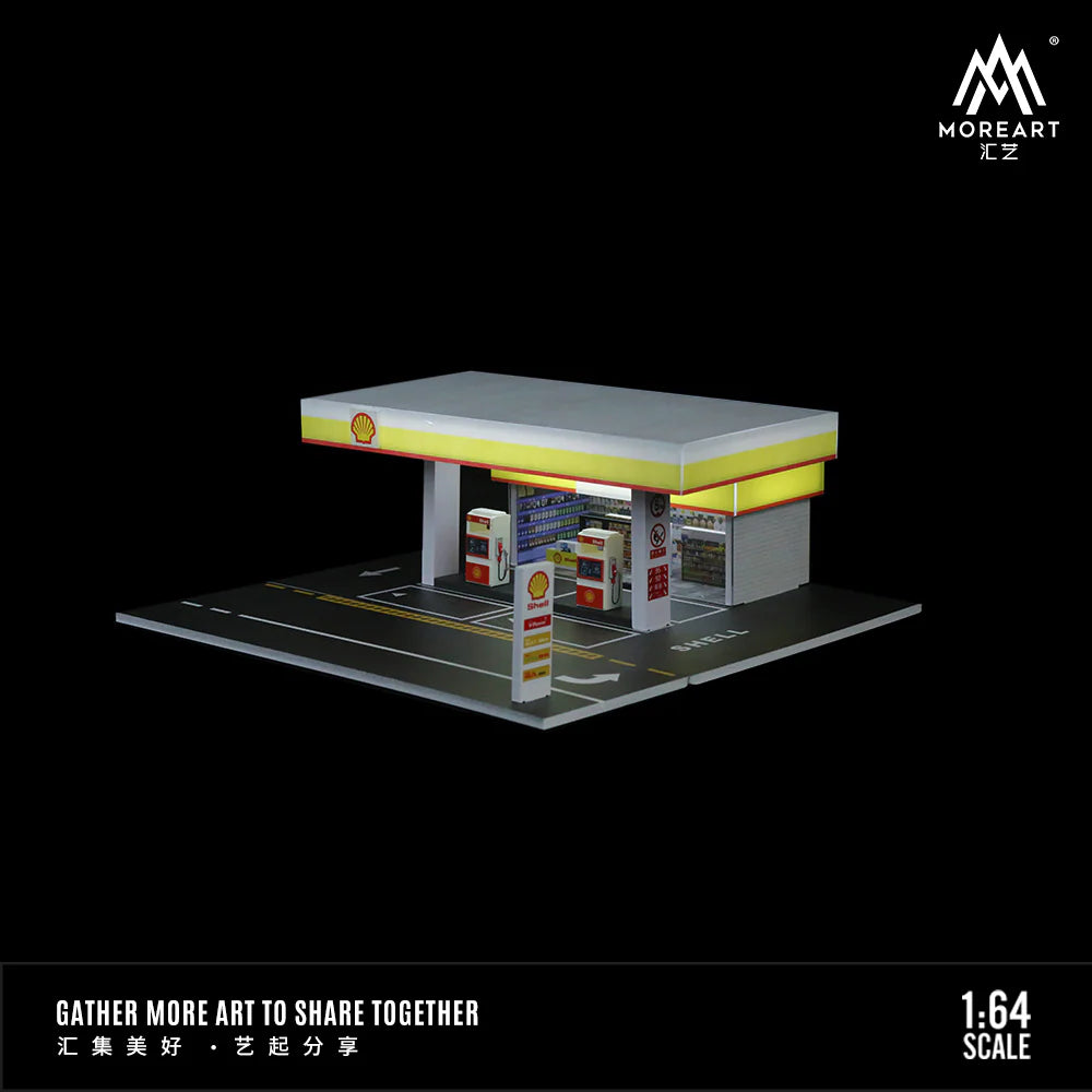 SHELL GAS STATION SCENE MODEL - MOREART 1:64