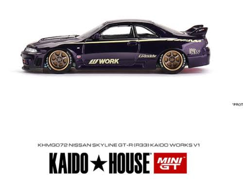 NISSAN SKYLINE GT-R (R33) KAIDO WORKS V2 (PURPLE) KAIDO HOUSE X MINI GT 1:64