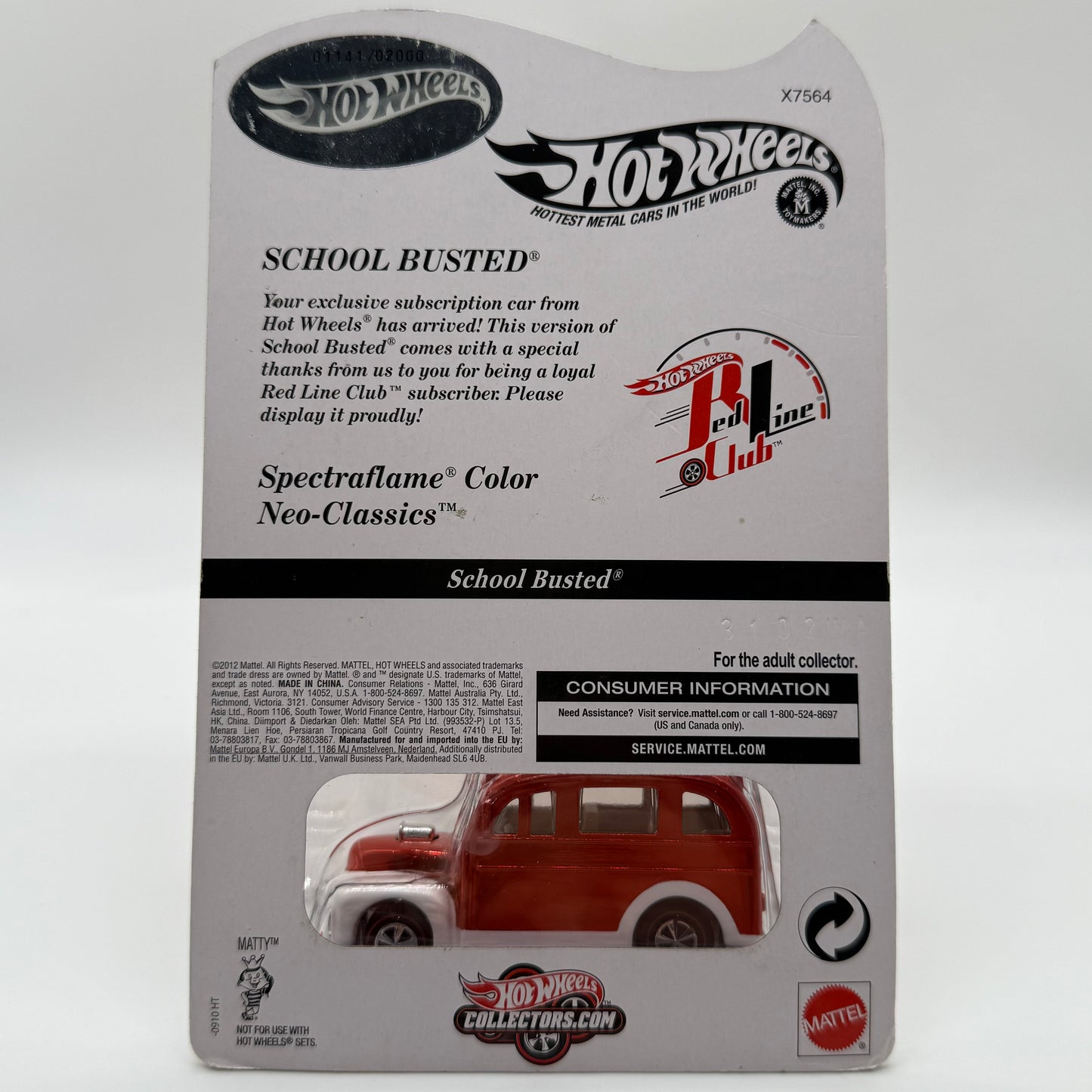 School Busted - #1141/2000 Spectraflame Color Neo Classics Hotwheels 2012 RLC Red Line Club