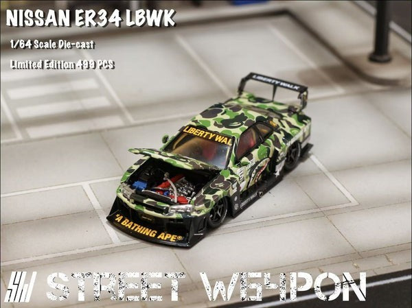 Nissan Skyline LBWK-ER34 Super Silhouette Camo Bape - *LIMITED TO 999pcs* SW 1:64