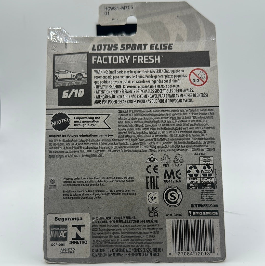 Lotus Sport Elise - Factory Fresh 6/10 Hotwheels Mainline *Creased J Hook*