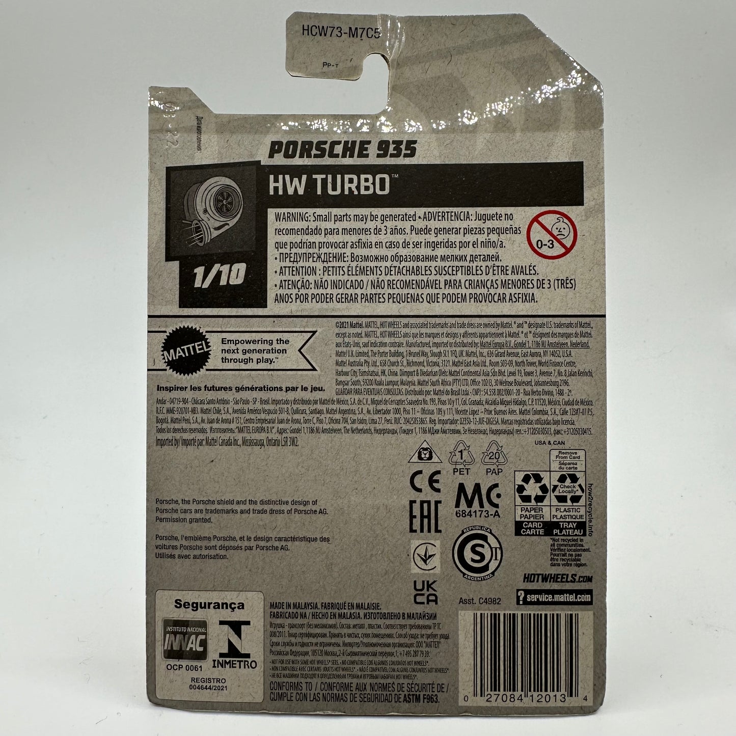 Porsche 935 HW Turbo 1/10 Hotwheels Mainline 12/250 CHECK CONDITION